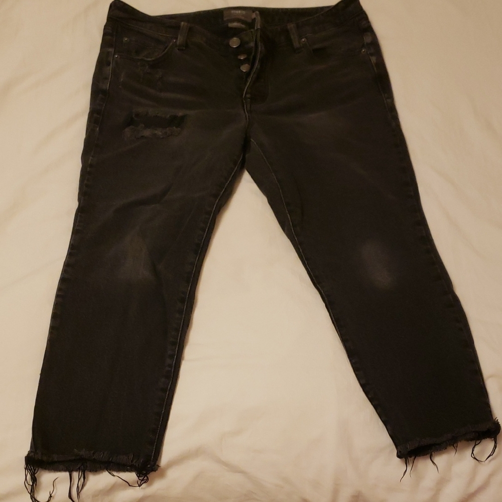 Torrid Black Ankle Jeans with Frayed Hem